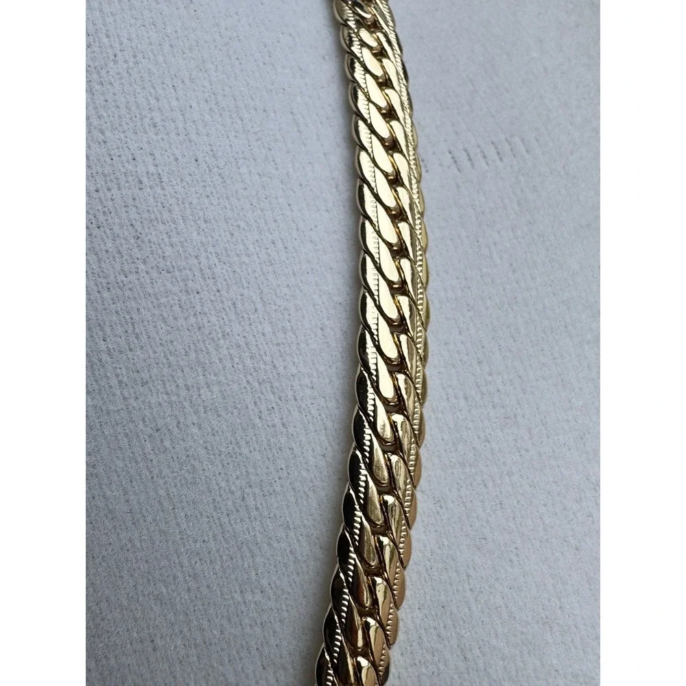14k Laminated Gold Flat Curb Link Braided Wheat Chain Necklace